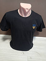 Подростковая футболка для мальчика патриотическая Украина 12-18 лет черная хлопок Герб