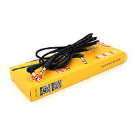 Кабель iKAKU KSC-522 PUSHENG AUX Audio DC3.5 папа-папа 2.0м, GOLD Stereo Jack, (круглый) Black cable, Box i