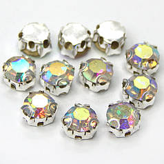 Стрази скляні "Шатон" в цапах срібло, камінь АВ, SS28 (5.9 мм) (20 шт)