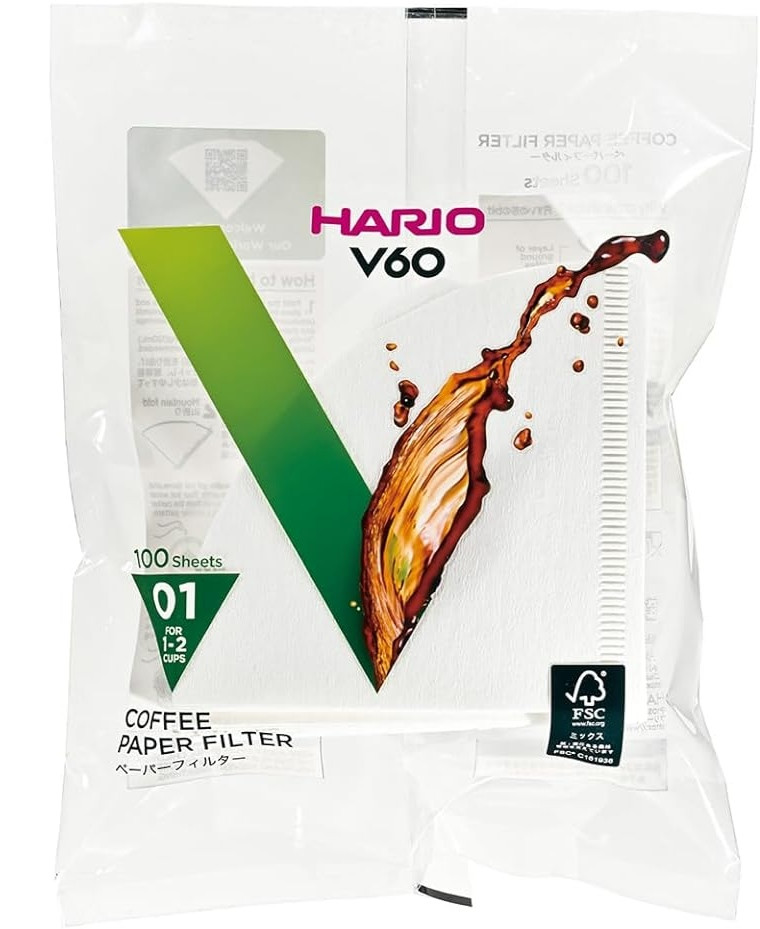 Фільтри Hario для пуровера V60 01, 100 шт, білі