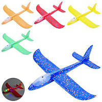 Літак 47см, світло(3режими), пінопласт, мікс кольорів, на бат(табл), пак. 12,5*47*4,5см (120 шт.)