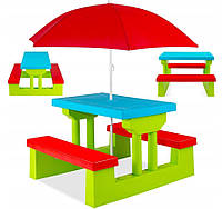 Набір ігровий Kesser для пікніка столик з лавками та парасолькою для дітей