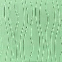 Самоклеючі 3д панелі світло-зелені хвилі 600x600x6мм SW-00001327
