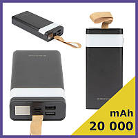 Power bank 20000 mah Портативний зовнішній акумулятор для телефону Зарядний Powerbank Повербанк з ліхтариком A