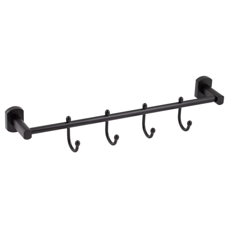 Тримач для рушника Qtap Liberty 4 гачка 450 мм QTLIBBLM1154-4 Black, фото 1