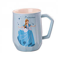 Чашка керамическая 450 мл Диснеевская принцесса Голубой Lodgi