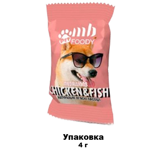 Медальйон CHICKEN&FISH/курка та риба для собак, ласощі для собак, ласощі для собак, смаколики для собак усіх порід