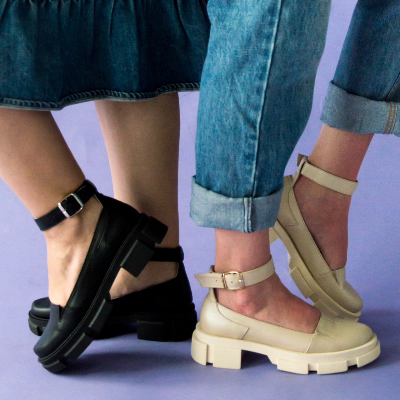 Шкіряні туфлі жіночі на тракторній підошві чорного кольору “Style Shoes”