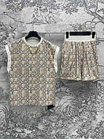 Костюм женский Louis Vuitton шорты и топик в нежной расцветке, коллекция 2024