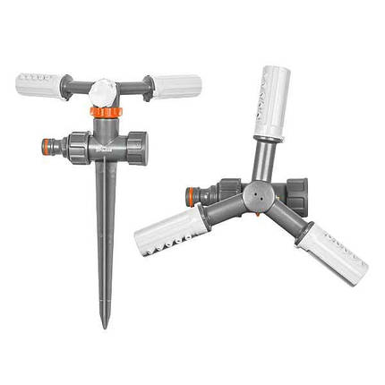 Зрошувач обертовий 3-х ріжковий пластиковий на кілку WHITE LINE, блістер, WL-6107, фото 1