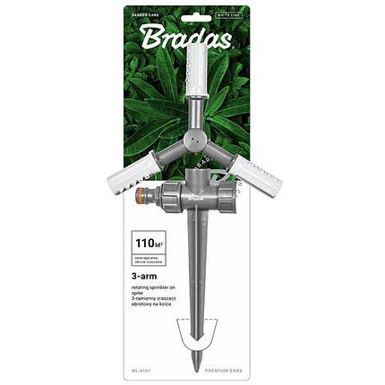 Зрошувач обертовий 3-х ріжковий пластиковий на кілку WHITE LINE, блістер, WL-6107, фото 2