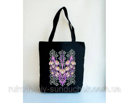 Літня текстильна сумка (шопер) під вишивку ТМ HappyBag Тризуб бавовна СТС-173, фото 1