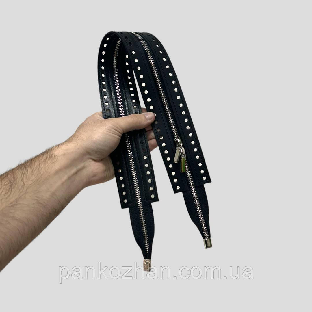 Блискавка для сумки, 50х5 см, на двох бігунках, натуральна шкіра, фото 1