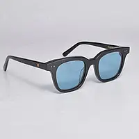 Жіночі квадратні сонцезахисні окуляри чорні з голубими лінзами, окуляри від сонця для жінок з поляризацією