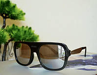 Стильні овальні жіночі сонцезахисні окуляри PRADA чорнорго кольору, брендові жіночі ї окуляри з поляризацією
