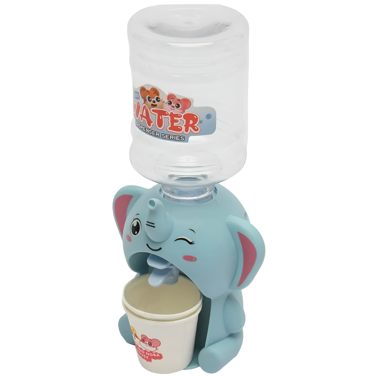 Детский интерактивный настольный диспенсер (кулер дозатор) для воды, игрушка в виде Слоника с двумя стаканчика - фото 4 - id-p2185096850