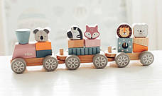 Дерев'яний поїзд зі Звірятами Viga Toys PolarB 44015 Конструктор поїзд, фото 5