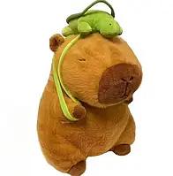 Мягкая игрушка Капибара с рюкзаком черепашка Цвет коричневый 23 см