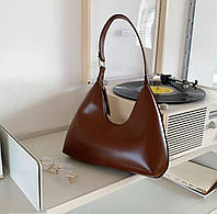 Мини сумочка-экокожа багет коричневая, женская мини сумочка на плечо экокожа