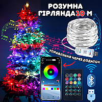 Умная светодиодная RGB гирлянда на елку или новогоднего декора в дом или на улицу водонепроницаемая IP65