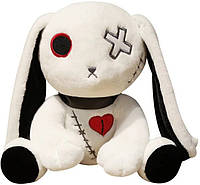 Плюшевая мягкая детская игрушка Кролик (раненый) с разбитым сердцем белого цвета