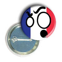Закатной круглый значок - смайлик "Флаг Франции"