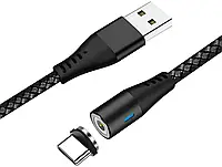 Кабель магнитный для зарядки Fonken плетеный USB Type-C Black 2м