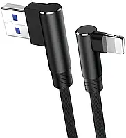 Кабель USB-Lightning Nohon для быстрой зарядки iPhone на 90 градусов черного цвета 1 м