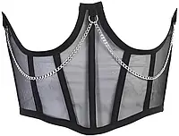 Прозрачный женский Корсет для талии (60-68 см) с цепочкой Черного цвета Размер S