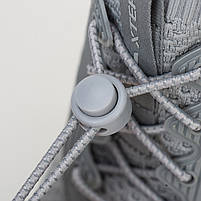 Рефлективні еластичні гумові сірі шнурки для взуття. Довгі шнурки для кросівок без зав'язок з фіксатором, фото 9