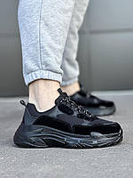 Кросівки чоловічі на високій платформі чорні 41-45 чоловічі кросівки еко шкіряні із замшем міські кросівки