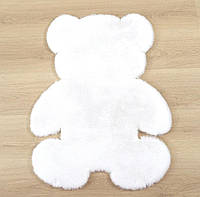 Фигурный ворсистый коврик Медвежата 90Х60 см противоскользящий, мягкий на ощупь Белый