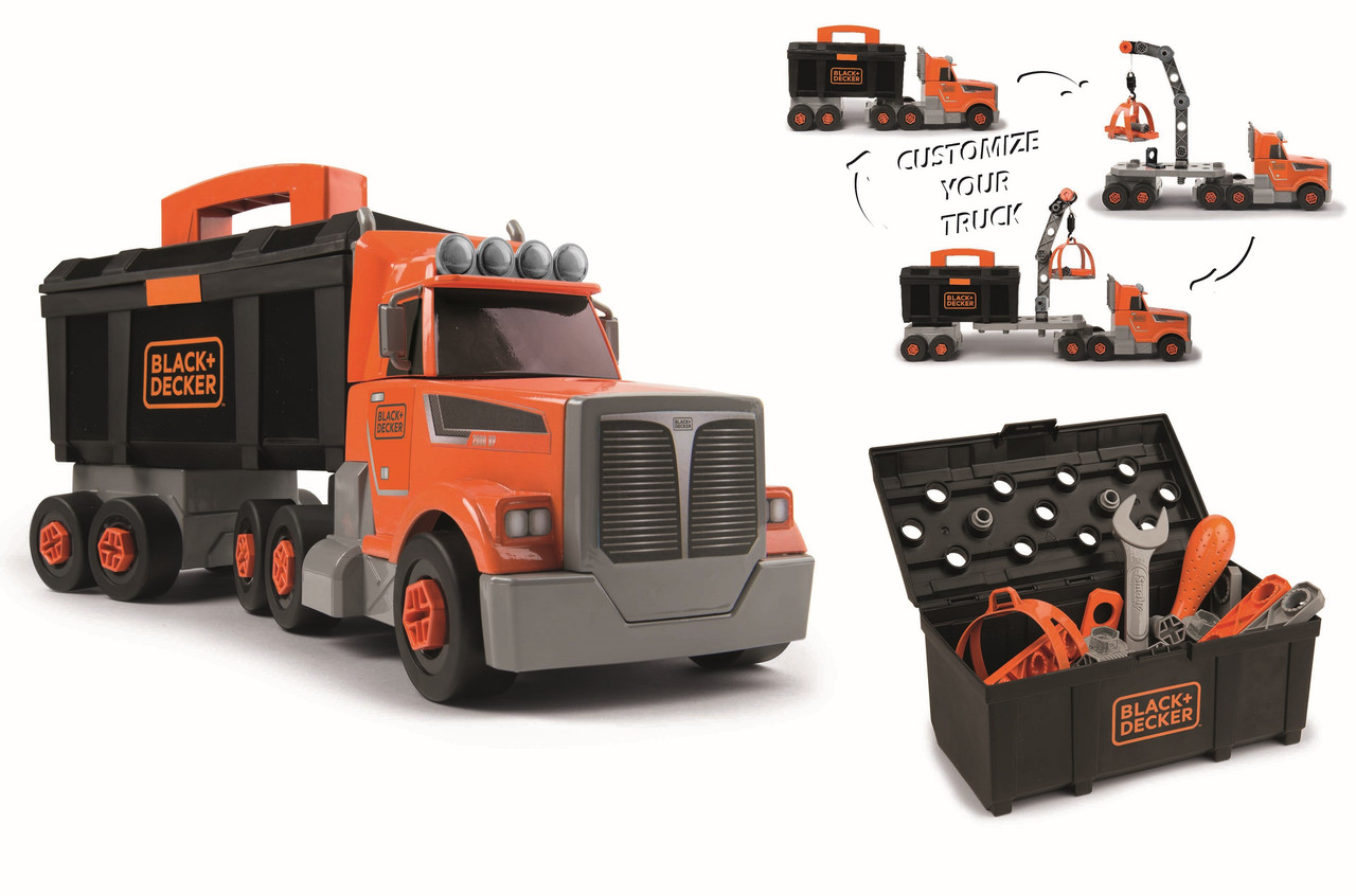 Ігровий набір Smoby Toys Black+Decker Вантажівка з інструментами, кейсом, краном і аксесуарами (360175)
