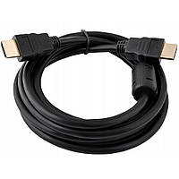 Кабель Merlion HDMI-HDMI HIGH SPEED 2.0m, v1.4, OD-7.5mm, круглий Black, коннектор Black, (Пакет), Q150 m