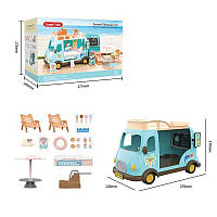 Автобус игрушечный C 02 "Фургончик с мороженым", аксессуары, наклейки, подвижные элементы