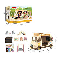 Автобус игрушечный C 01 "Школа", аксессуары, мебель, наклейки, подвижные элементы