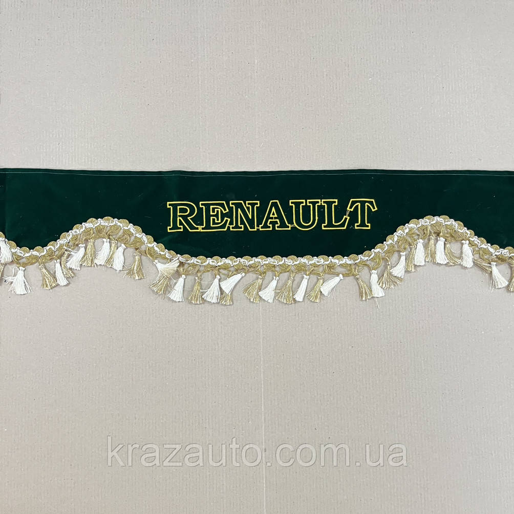 Комплект штор Renault зелений (ламбрекен лобового, без бічних куточків), фото 1