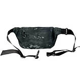 Чоловіча сумка бананка на пояс тактична, мультикам блек з патч панеллю, матеріал Кордура, фото 5