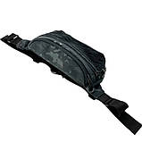 Чоловіча сумка бананка на пояс тактична, мультикам блек з патч панеллю, матеріал Кордура, фото 4