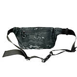 Чоловіча сумка бананка на пояс тактична, мультикам блек з патч панеллю, матеріал Кордура, фото 6
