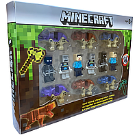 Набор игровых подвижных фигурок Lego Minecraft с динозаврами, комплект фигурок Майнкрафт в стиле Лего 12 штук