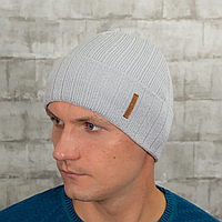 Утепленная мужская шапка на зиму с отворотом, зимняя серая шапка для мужчины с флисовой подкладкой