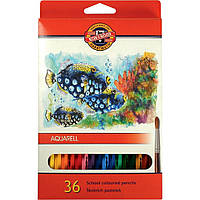 Карандаши цветные Koh-i-Noor Mondeluz Рыбки акварельные 36 цветов (3719_p)