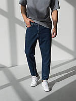 Мужские джинсы МОМ базовые зауженные (синие) классные отличная посадка на фигуру без потертостей А16731-3707