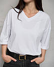Жіноча футболка оверсайз з v-подібним вирізом, біла, фото 2