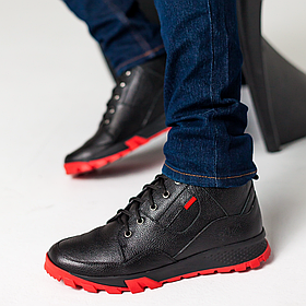 Чоловічі зимові черевики з натуральної шкіри чорного кольору у спортивному стилі «Style Shoes»