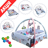 Дитячий розвивальний килимок-манеж 116-60 Ігровий килимок розкладний для малюків із дугами іграшками Від народження