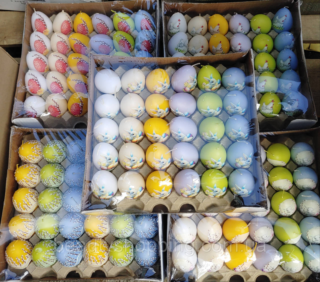 Свічки великодні у формі яйця з аплікацією 30 штук Польща