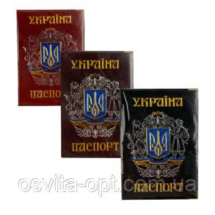 Обкладинка для паспорта, 190х130 мм, під шкіру, тиснення золотом, "Козак"