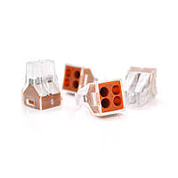 Клемма с зажимом 4-проводная WAGO K773-104 для распределительных коробок, 4-pin, прозрачно-оранжевая i